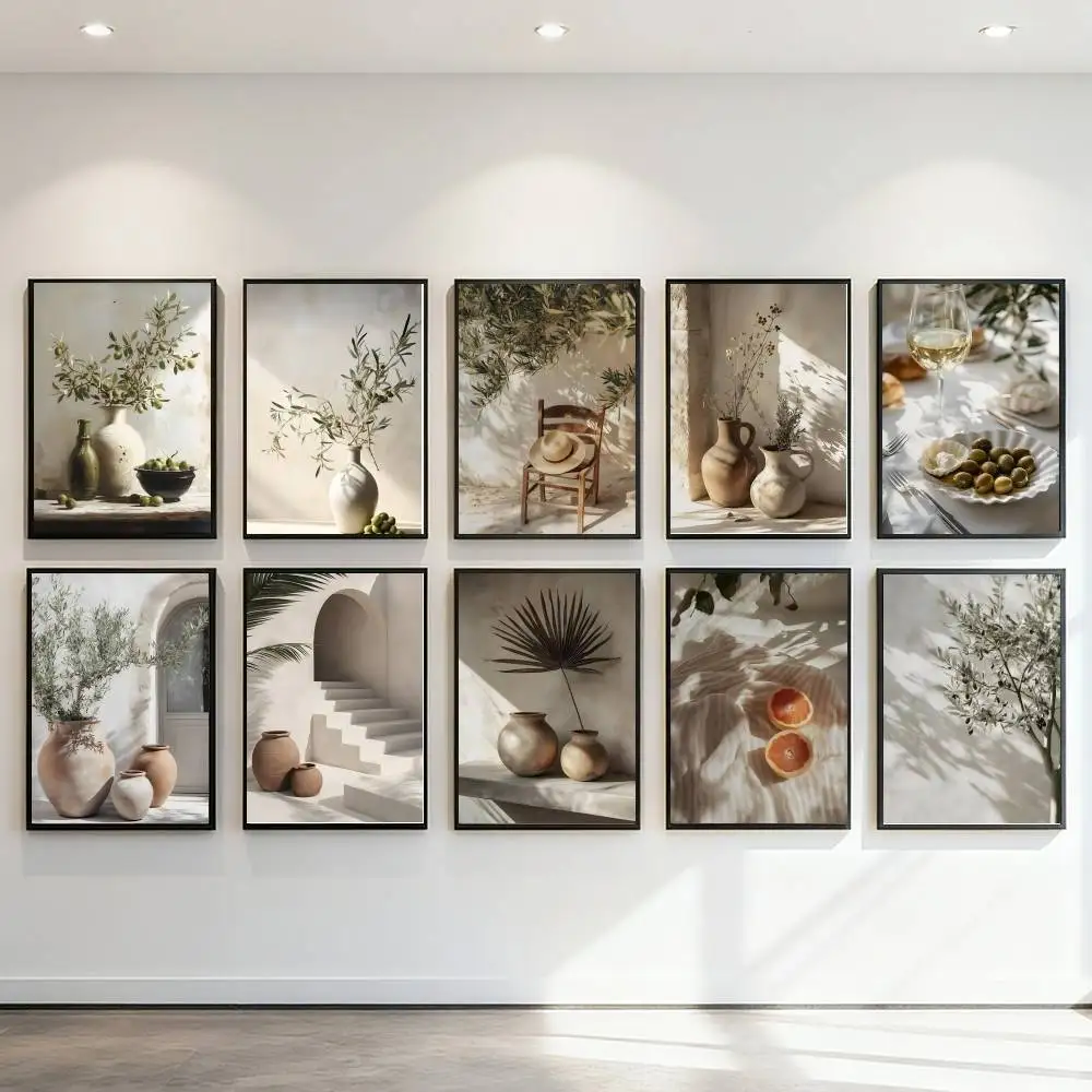 Minimalist Nature Botanical Olive Tree Pottery Poster Art Print Anime Style Home Decor Ideal Gift Perfect Room Decor