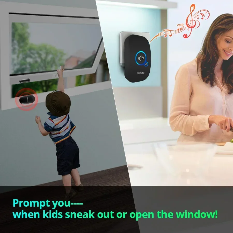 Fuers Smart Wireless Doorbell Long Distance 150M 32 Melodies Colorful Home Welcome Chimes