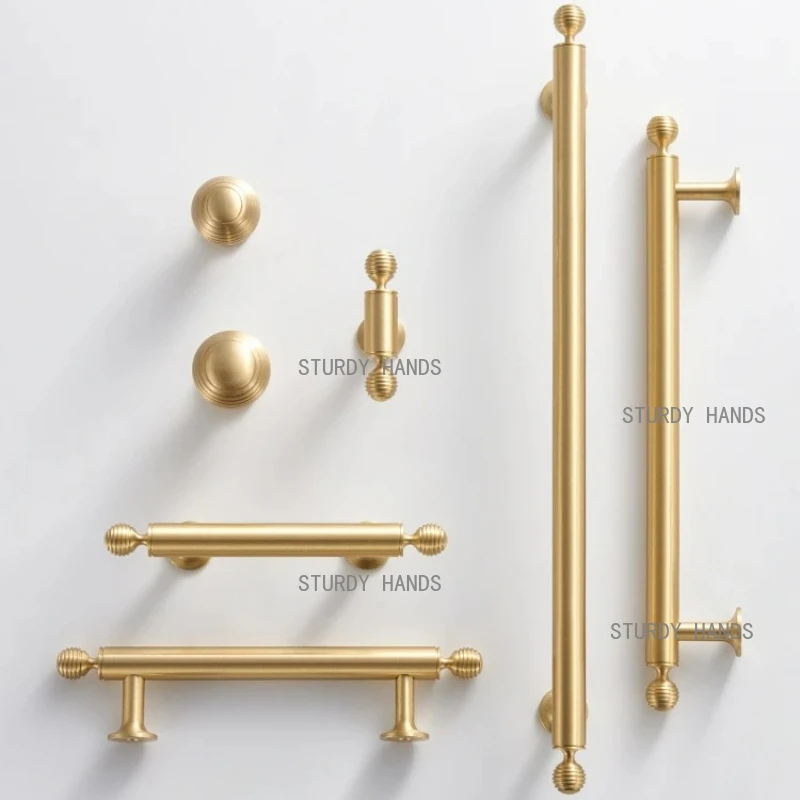 1 Solid Brass French Luxury Cabinet Furniture Drawer Cabinet Door Handle Circular Knob T-Shaped Handle