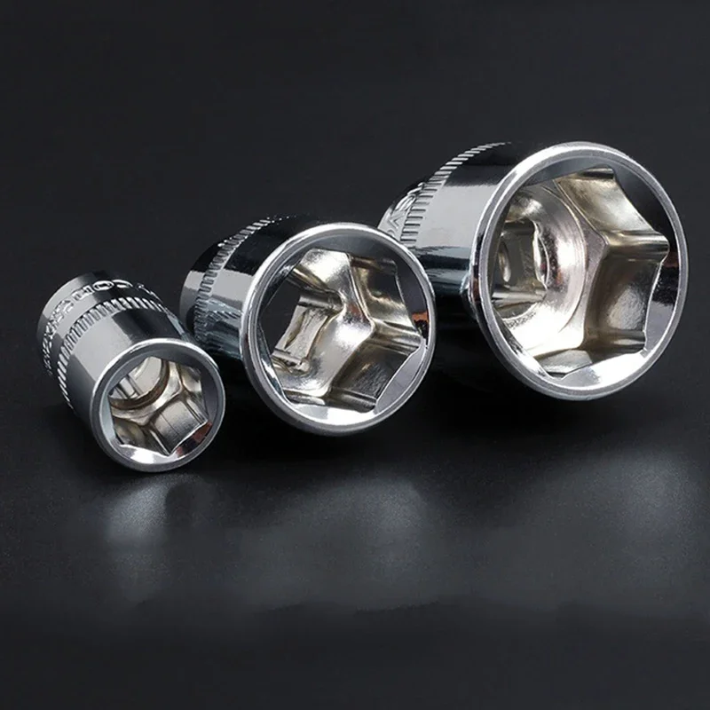 WEELEE 6-24mm 3/8 Conjunto de soquete sextavado curto espelho polido conjunto de cabeça de chave de soquete hexagonal para ferramenta manual de catraca