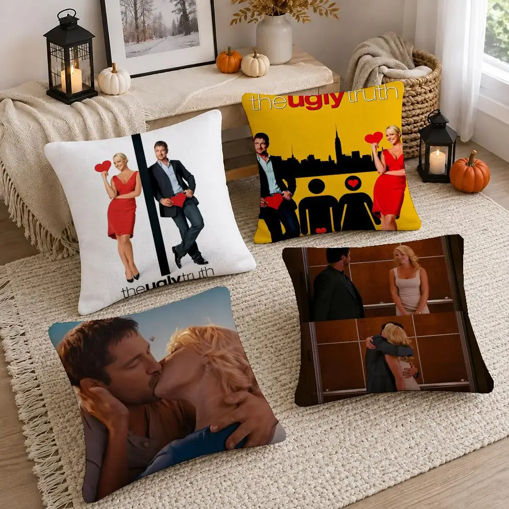 Funny Movie The Ugly Truth Cushion Cover Short Plush Pillow Cover, Washable Wrinkle-Resistant for Sofa Bedroom Decor Gift