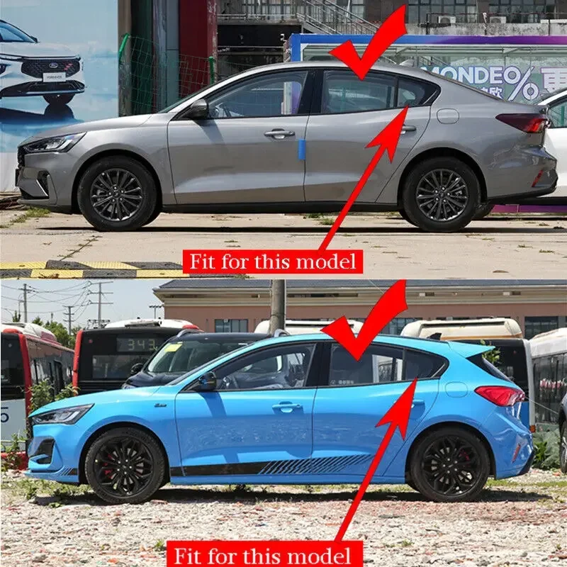 For Ford Focus 2019-2023 Sedan Hatchback Rear Side Window Louver Shutter Air Vent Scoop Cover Trim Carbon Fiber Look ABS Parts