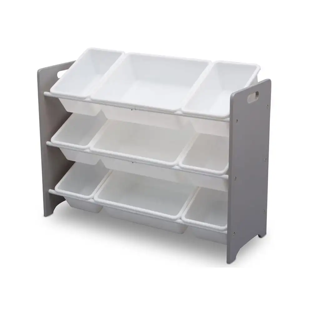 

9-Compartment Plastic Toy Storage Bin, Grey