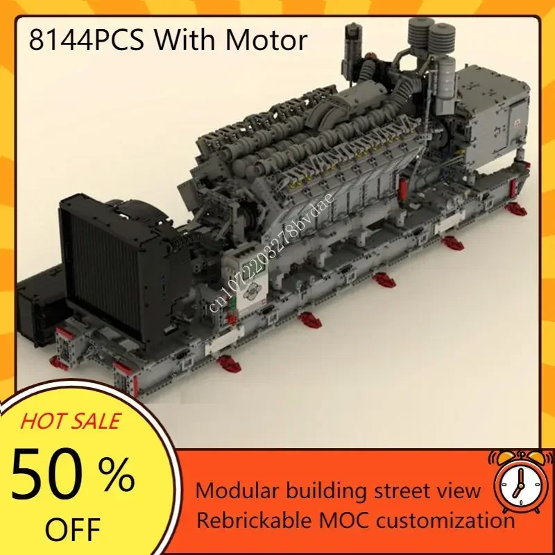 MOC-73232 MOC-71783 V16 Diesel Engine Classic Creative Diesel Engine MOC Building Block Children Educational High-Tech Toy Gifts