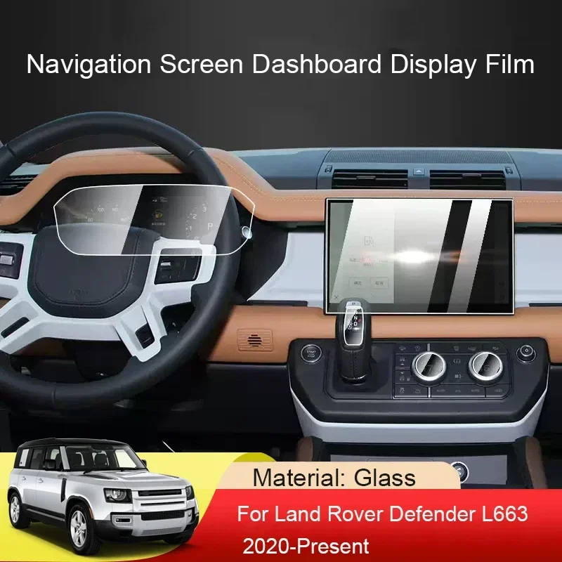 

For Land Rover Defender L663 2020-Present Car GPS Navigation Screen Protect Tempered Film Dashboard Display TPU Sticker Accessor