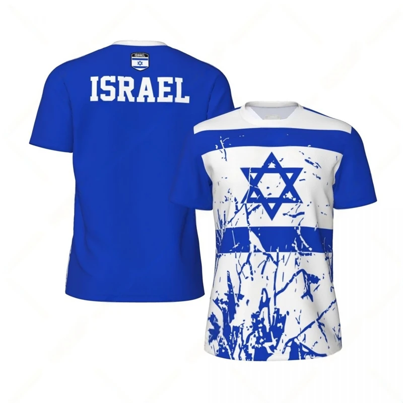 Fashion Israel Flag Graphic Football T Shirts For Men Summer Trend 3D National Emblem Printed T-shirts Casual Oversized Tees
