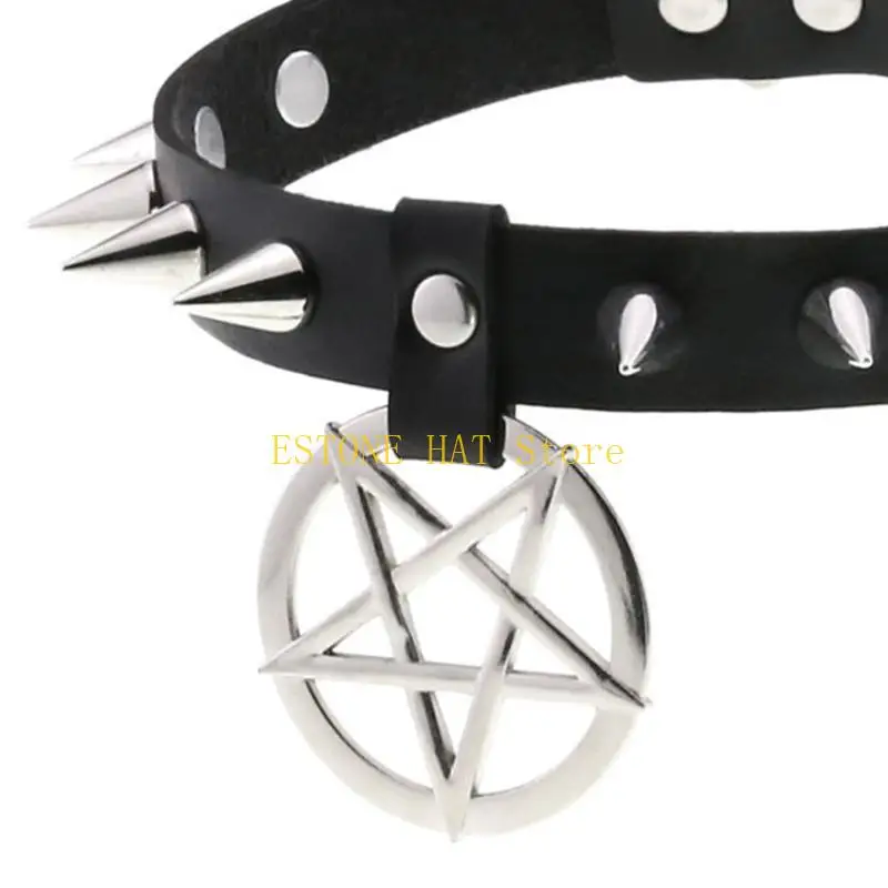 49MF Unisex Adjustable Pu Leather Choker Punk Necklace Gothic Collar Neck Accessories