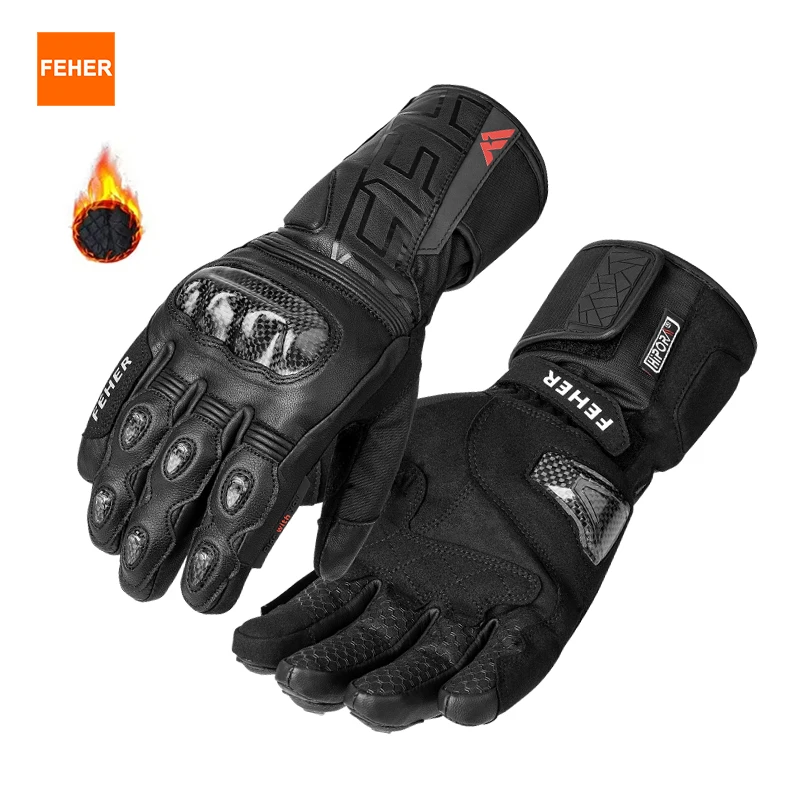 

FEHER Winter Motorcycle Gloves Keep Warm Waterproof Windproof Moto Genuine Leather Gloves for Outdoor Off-road Motorcycle Travel
