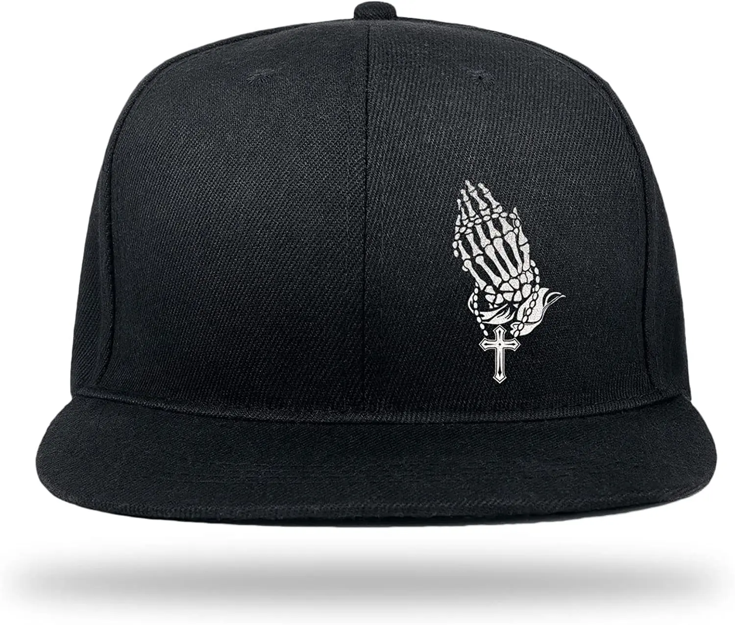 Jesus Cross Prey Snapback Hat Black Flat Bill Brim Hats Adjustable Fitted Hat Cap for Men Gifts Four Seasons Adult Unisex Casual