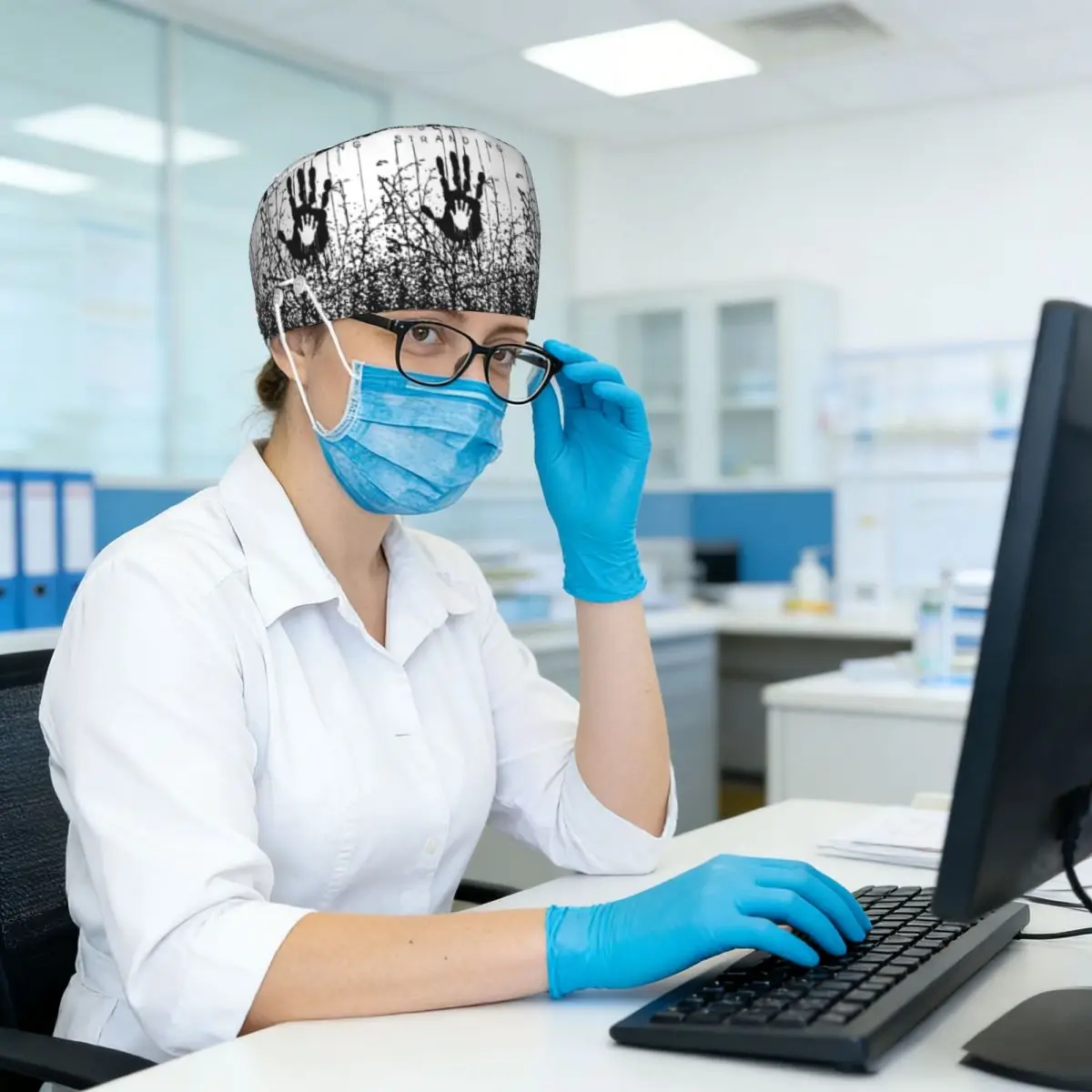 In The Forest Death Stranding Game For Fans Scrub Hat Doctor Working Surgical Cap Men Women Adjustable Nursing Caps for Dentist view 6