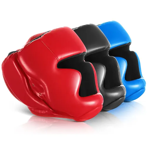 Casco de boxeo de Pu totalmente cubierto para niños y adultos, entrenamiento de Muay Thai, casco de boxeo, equipo de gimnasio, protector de cabeza de Taekwondo
