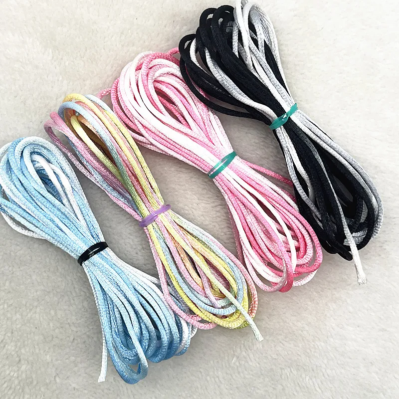 5 ياردة 2.0 مللي متر التغيير التدريجي الملونة الصينية عقدة خط الحبل الحرير الحرير الحرير النايلون الحبل DIY بها بنفسك اليدوية الحياكة الحبال