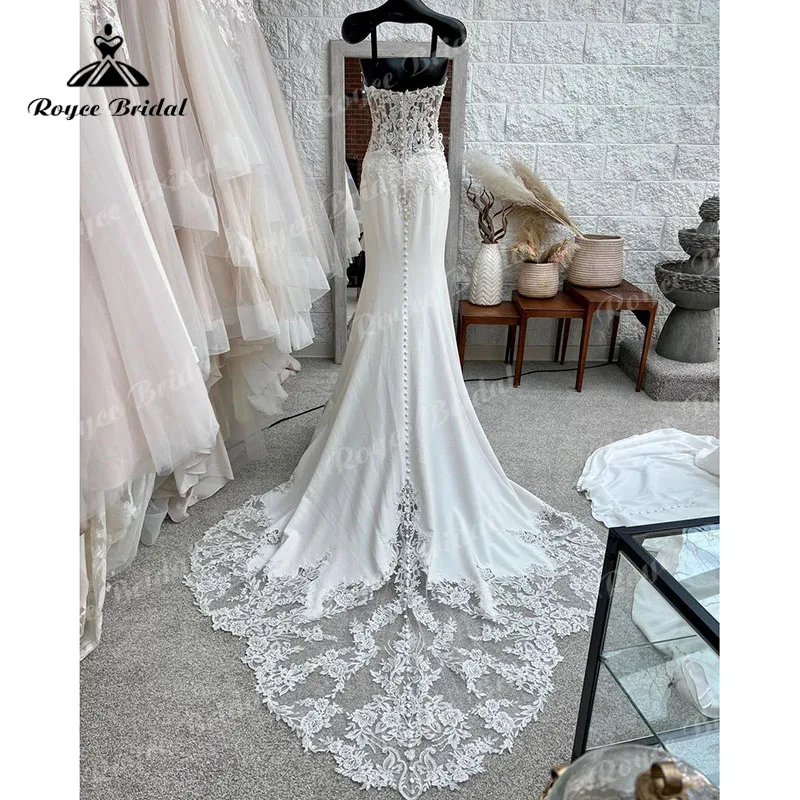 Sem mangas trompete querida vestido de casamento 2022 vestido de renda applique sereia ilusão vestido de noiva robe de mariée