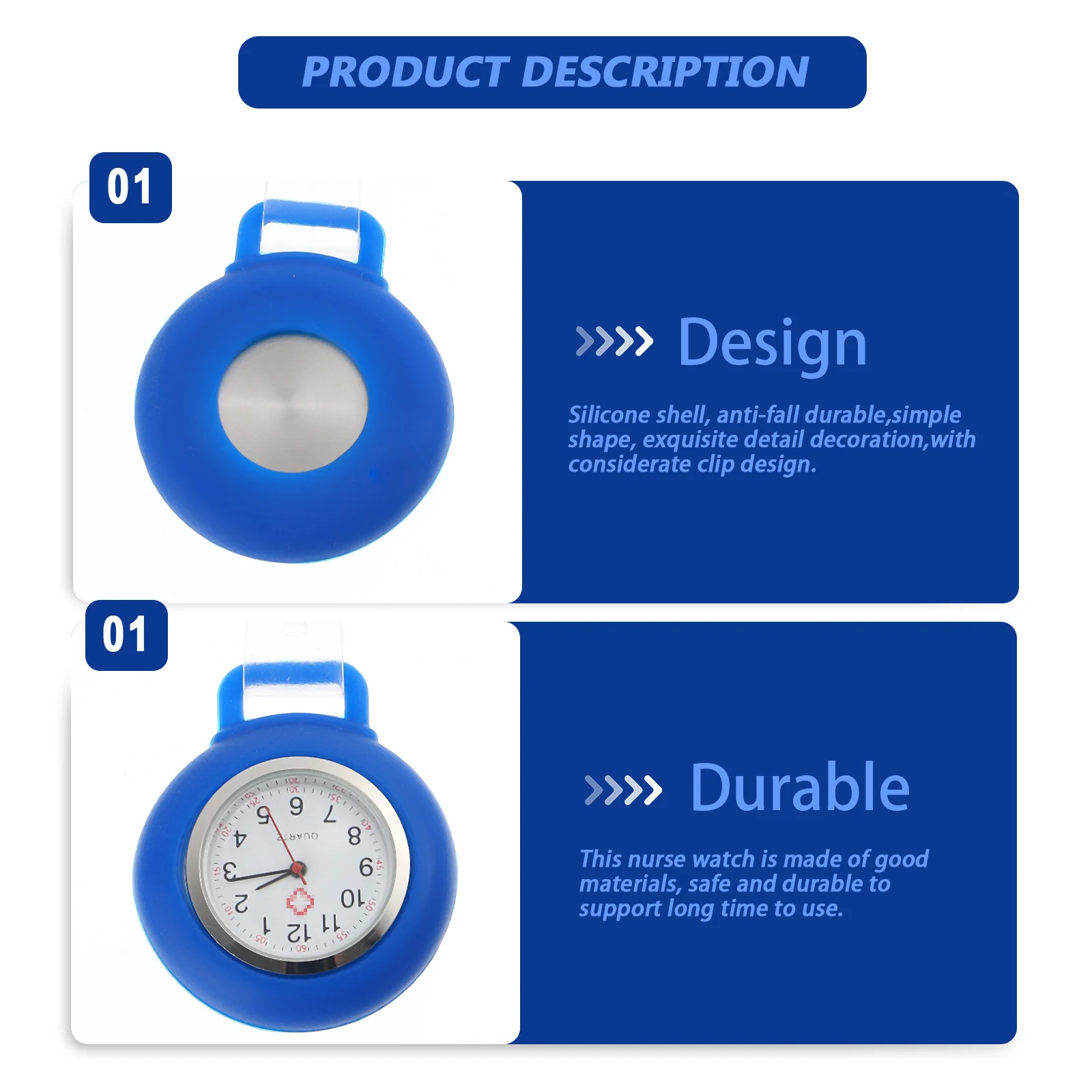 

BESTYASH Breast Watch Clip for Nurses Professional Watch with Cover Glass Multi Function Nurse Badge Accessory for Women