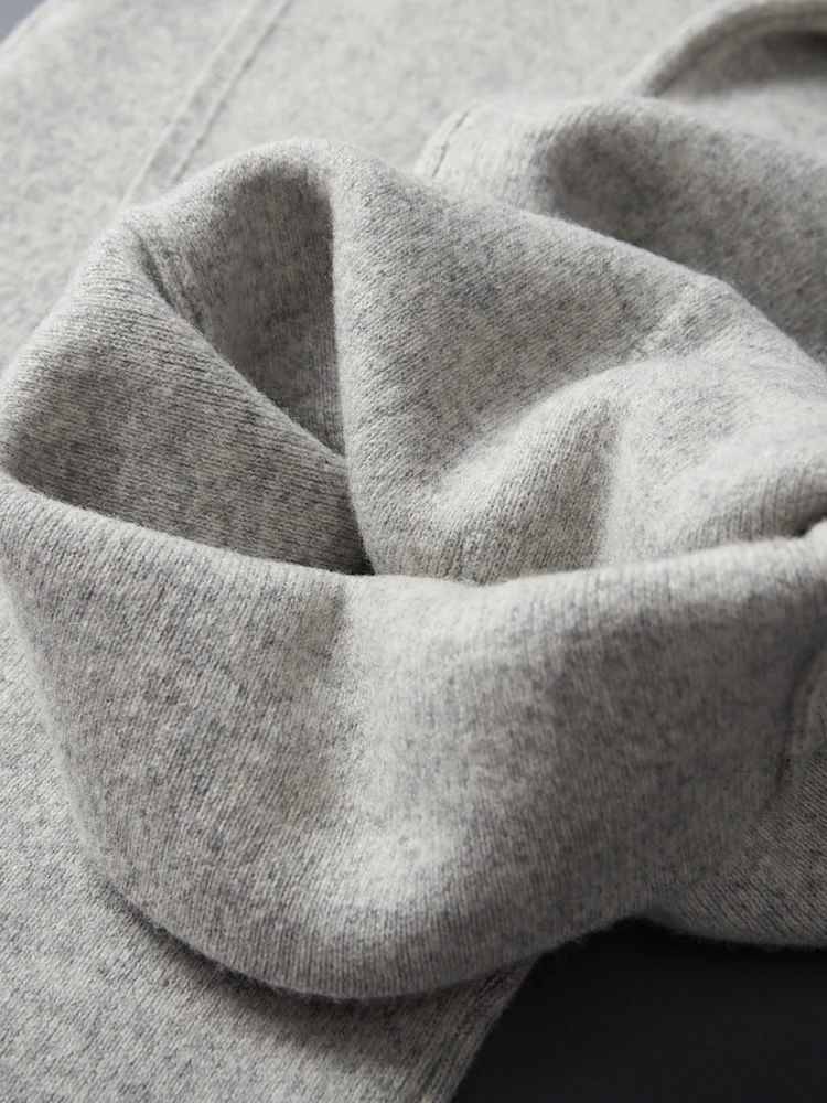 Commut Bend Knife Pants Autumn Winter Trousers Men's Wide Leg Pants 100% Merino Wool Pants Casual Warm Knit Straight Sweat Pants