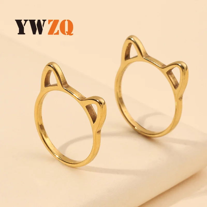 1set  Hot Selling Cat's Ears (Steamed cat-ear Shaped bread) Best Friend Pair Ring Exquisite Cute Titanium Steel Ring Jewelry