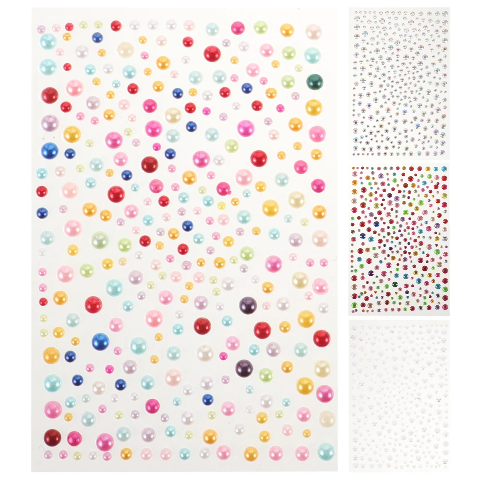 

4Pcs Face Rhinestone Jewels with Pearls and Crystals Waterproof Temporary Stickers for Creative Makeup Festival Night Event Look