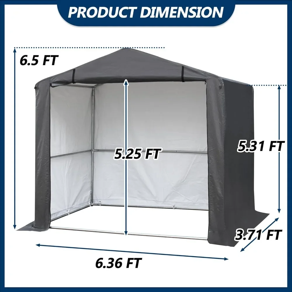 

6' X 4' Outdoor Storage Shelter Shed, Storage Tent with Roll-up Ventilated Door and Sloping Roof, Portable Storage Tool Shed