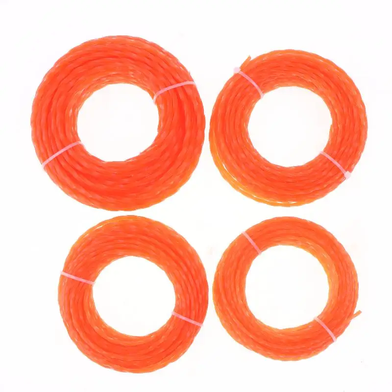 1 PCS 15m*2.4mm/2.7mm/3mm/4mm Grass Trimmer Line Nylon Spiral Brush Cutter Rope Lawn Mower Head Accessory
