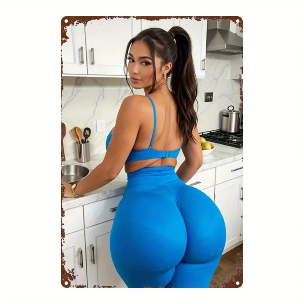 خمر جدار معدني الفن الرجعية سيدة اللباس الأزرق تسجيل 8x12 بوصة الحديد ديكور