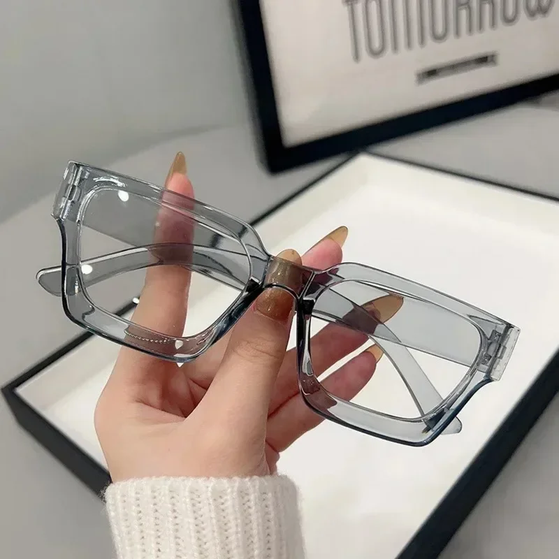 Square Big Frame Women Eyeglasses Anti Blue Blocking Computer Eyeglass Decorative Optical Glasses Office Spectacle - view 4