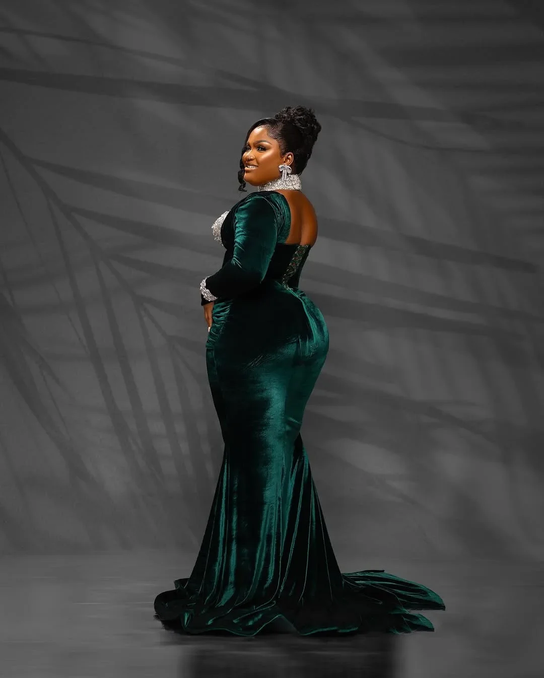 فستان سهرة فاخر من AsoEbi بحورية البحر الأفريقية المخملية الكريستالية للحفلات المسائية مثير على شكل قلب مناسبة رسمية فستان الاستقبال الثاني مخصص