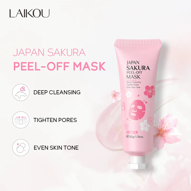 Sakura Peeling Face Mask Deep Cleansing 24k Gold Blackhead Removed Tear Off Mask Repairing & Smoothing Facial Skin Care 50g