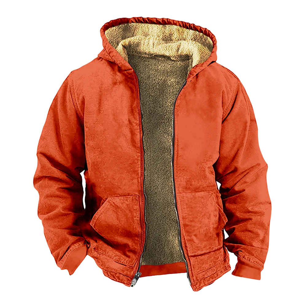 Combinaison de vestes d'hiver pour hommes, vêtements décontractés en coton à motif orange, pardessus gothique pour la maison