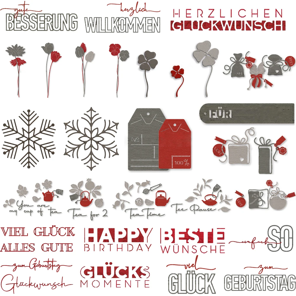 3D Flower English Words Tag Craft Metal Cutting Die Stencils for DIY Scrapbooking Album Decorative Embossing Handmade Paper Card
