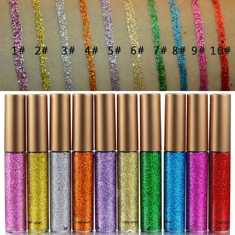 HANDAIYAN Glitzer-Flüssig-Eyeliner-Stift Funkelndes Hochglanz-Pigment Bühnen-Diamant-Lidschatten Langanhaltend Wasserfest Augen-Make-up – Detail 1