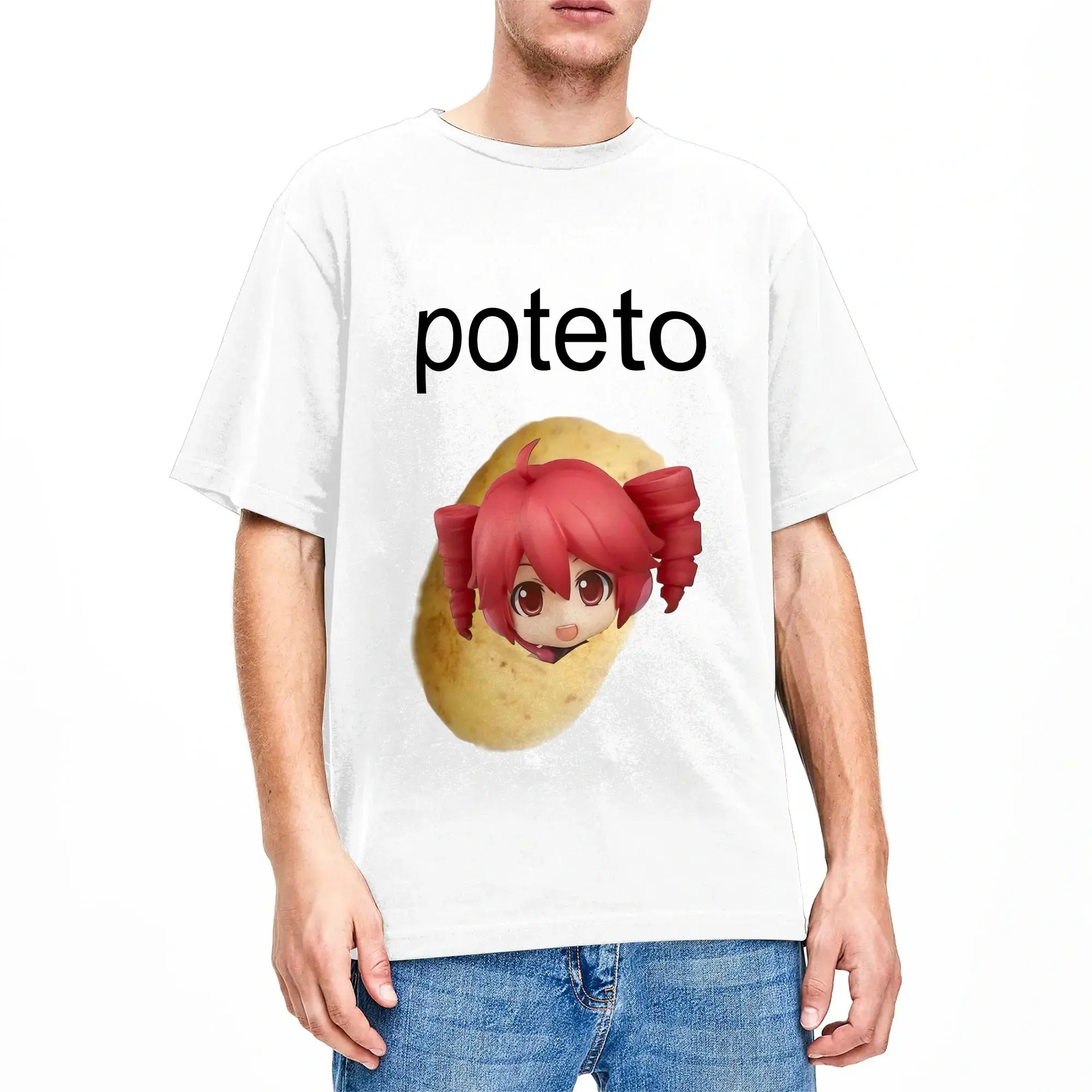 Potato Poteto Kasane Teto T-Shirt Summer  Cotton T Shirts For Couple Pattern Tshirt Short Sleeve Y2K Funny Tops