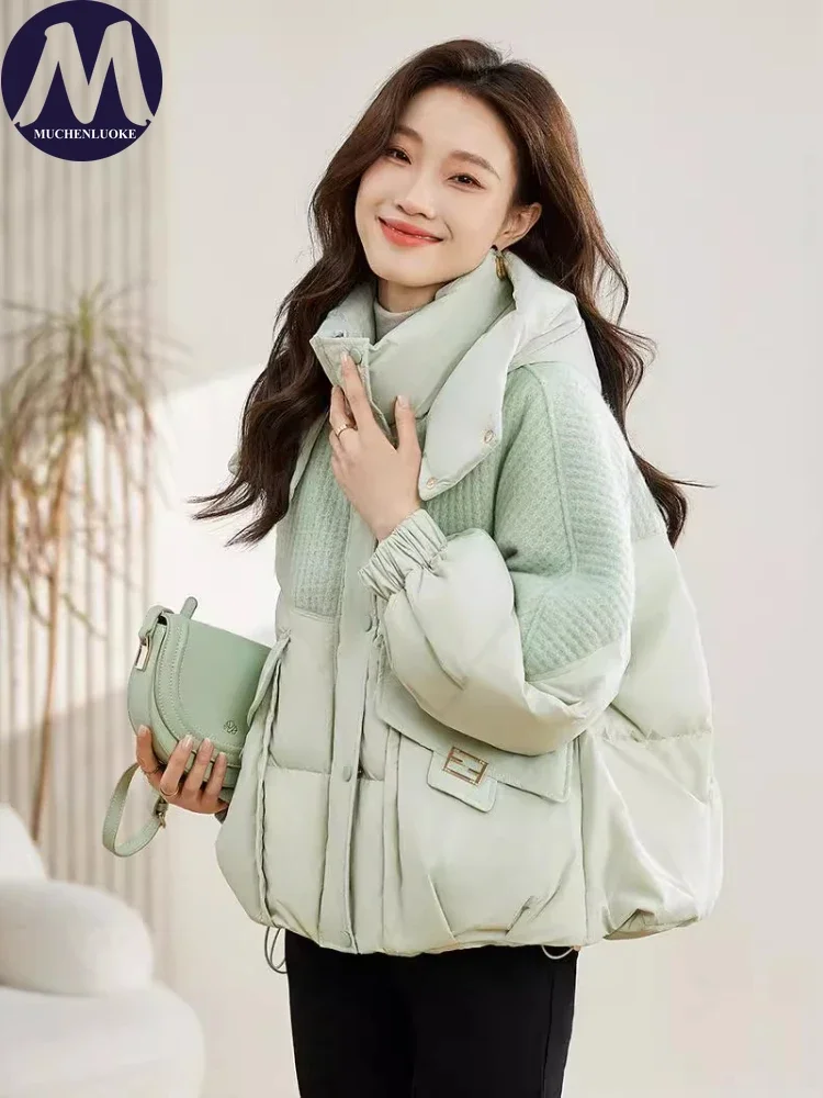 Ropa de algodón para mujer, Parkas cortas con capucha de manga larga a la moda coreana, Parkas cálidas holgadas e gruesas informales, abrigos