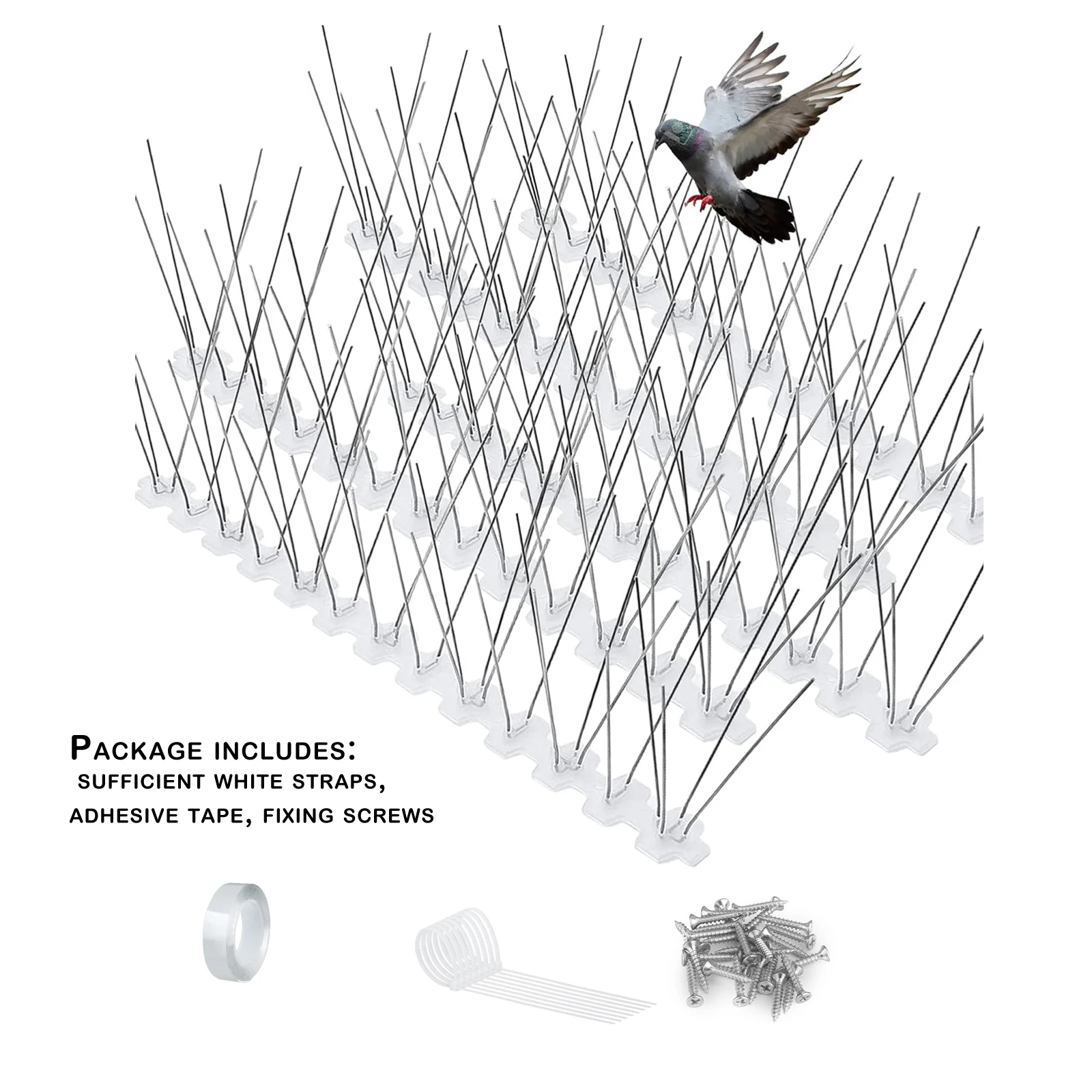 Plastic Anti Bird Spikes (12/14 box Kit),Stops Pigeons & Birds from Roosting for Rooftops, Ledges, Fences, Etc