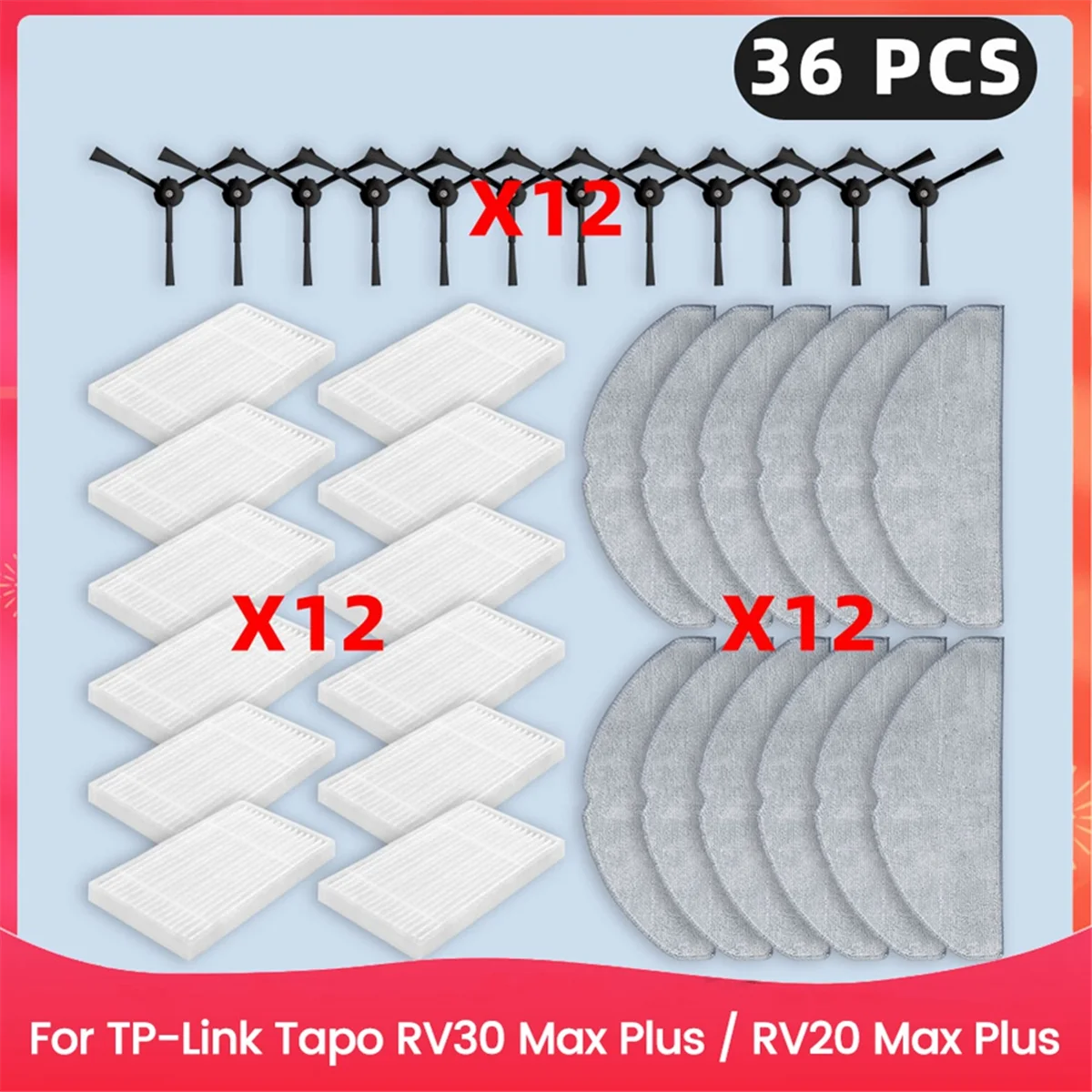 

A17F-Для TP-Link Tapo RV30 Max Plus/RV20 Max Plus Запасные части Фильтр Боковая щетка Швабра Тканевый мешок для пыли Аксессуары