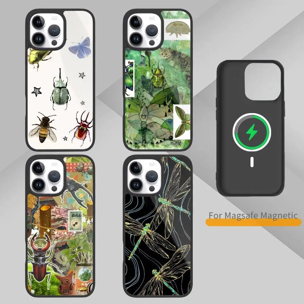 

B-Bugs And I-Insects Art Phone Case For iPhone17,16,15,14,13 Plus,Pro Max Magnetic For Magsafe Wireless Charging
