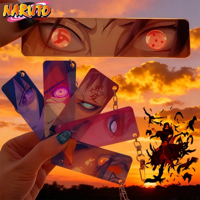 Naruto Series Keychains Pupil Translucency Card Pendants Anime Sasuke Transparent Card Key Chains Backpack Decorative Birthday
