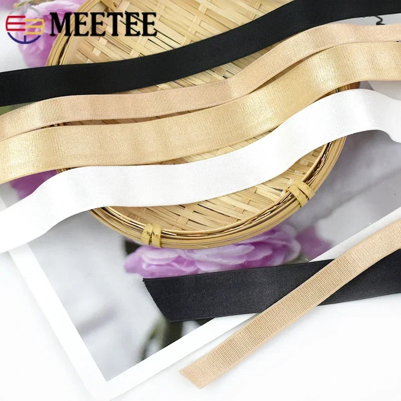 10/20/50Meter Meetee 6-30mm Nylon Elastic Bands for Underwear Shoulder Strap Bra Belt DIY Garment Rubber Tape Sewing Accessories