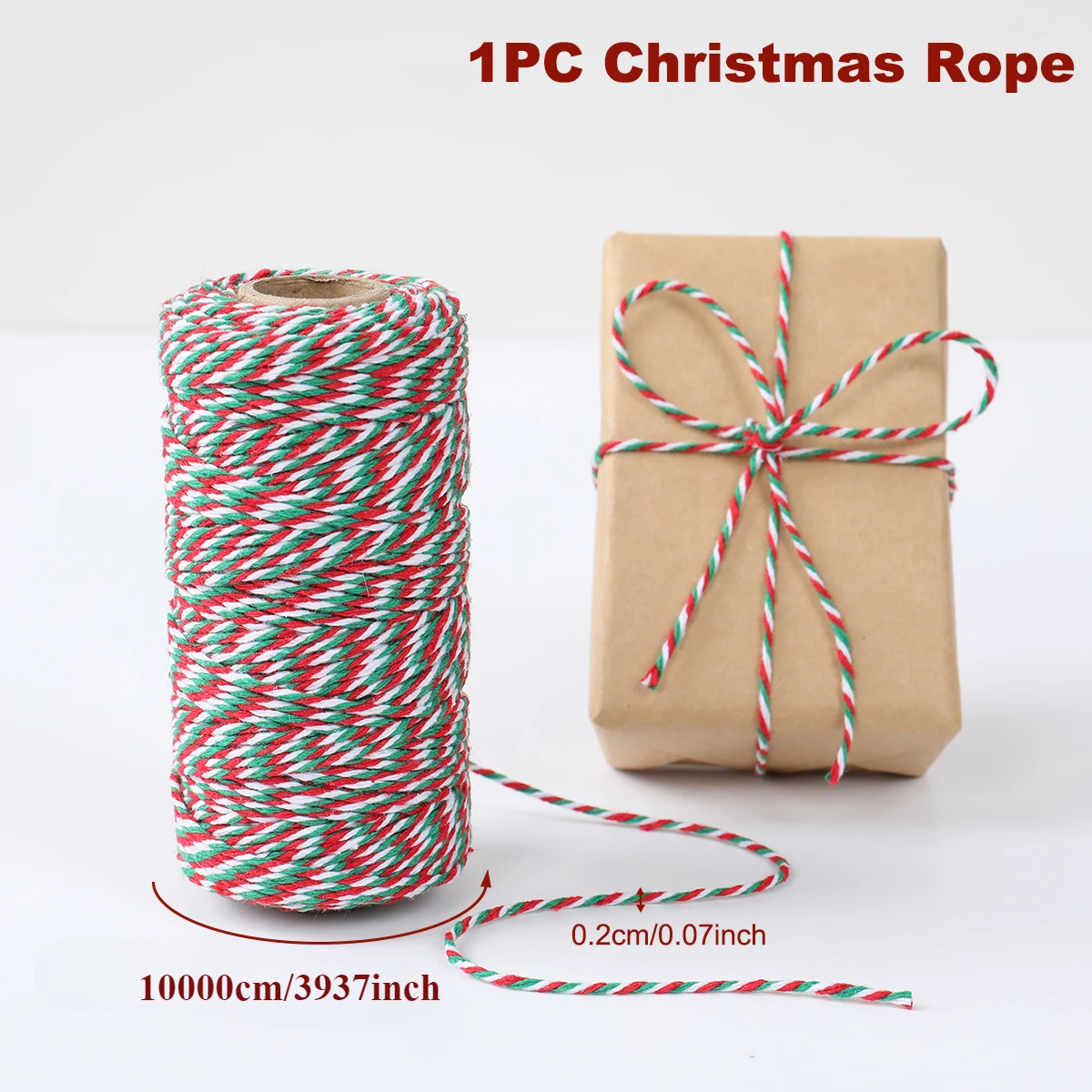 Christmas Handmade Colorful Two-color Cotton Thread Woven Belt for Home Navidad New Year Gifts Decor Packing Craft Wrapping Gift