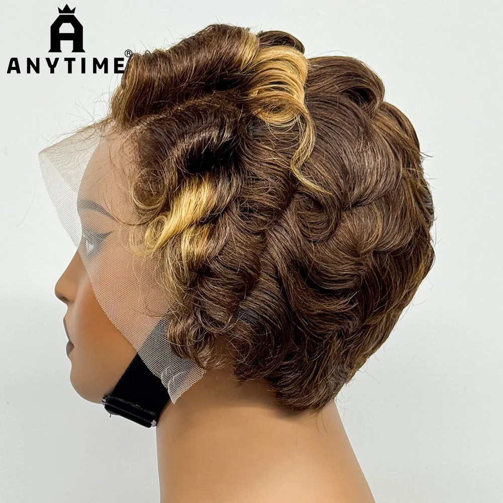 

Короткие Пикси Боб Свободные Вьющиеся Человеческие Волосы Надувные Вьющиеся Парики 13x4 Прозрачные Парики Фронта Шнурка Для Чернокожих Женщин