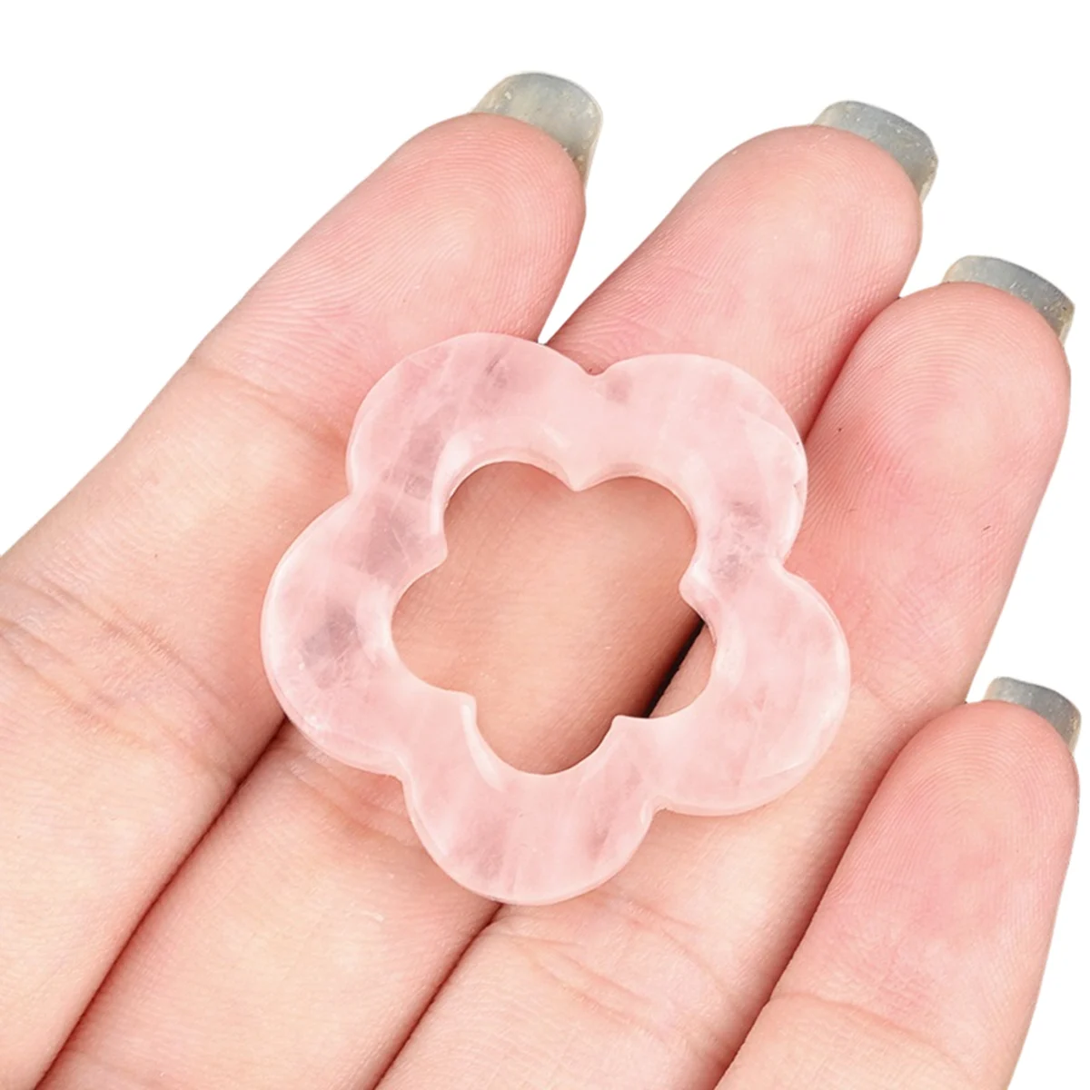 Natural Rose Quartz Flower Pendant for DIY Making Jewelry Necklace Handmade Craved Hollowed Plum Blossom Charms