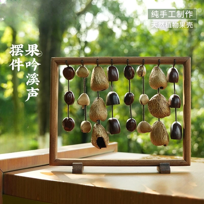 

Деревянный набор колокольчиков из скорлупы фруктов-ручной погремушки, украшение для звуковой терапии колокольчика для домашнего декора