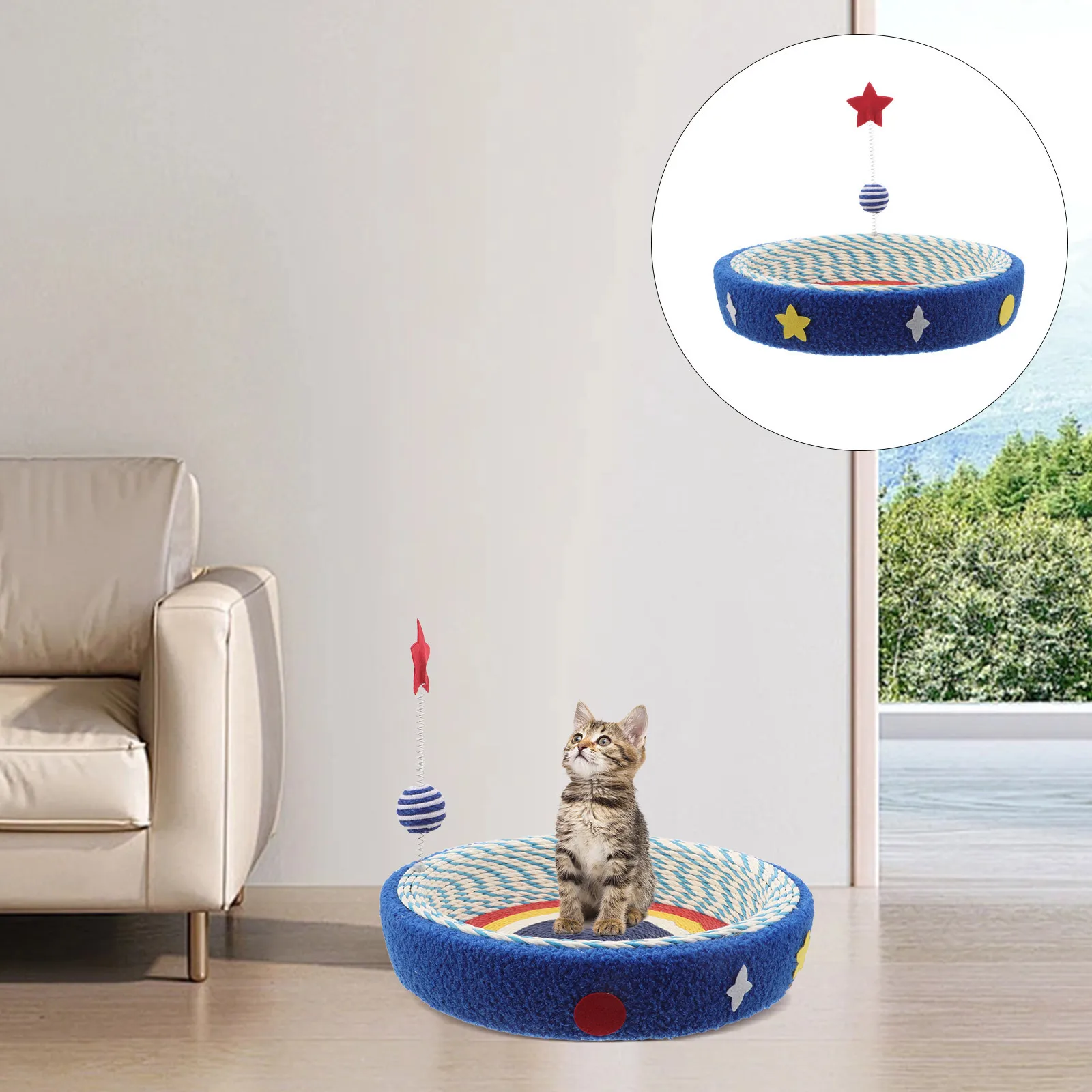 

Cat Scratcher Bed Round Lounge Bowl For Indoor Cats Kitten Scratch Pad Furniture Protector Sisal Woven Nest Cat Bed