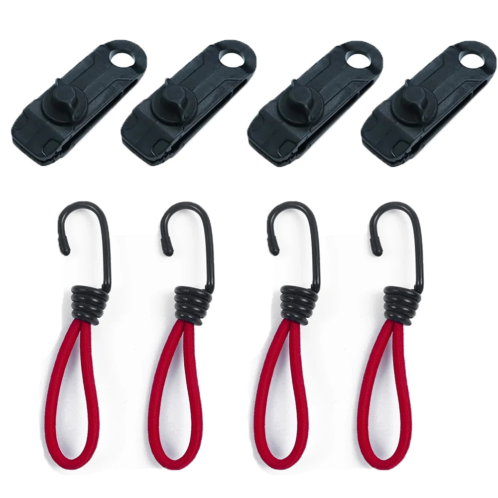 

8 PCS Camping Tarp Clips Elastic Rope Clamp Canvas Heavy Duty Lock Grip Tent Clips Bungee Cord Outdoor Tent Fixing Accessories