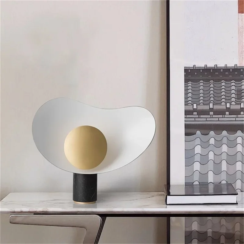 KARLOS Lámpara de mesa creativa nórdica contemporánea Luz de escritorio de mármol LED para decoración del dormitorio del hogar