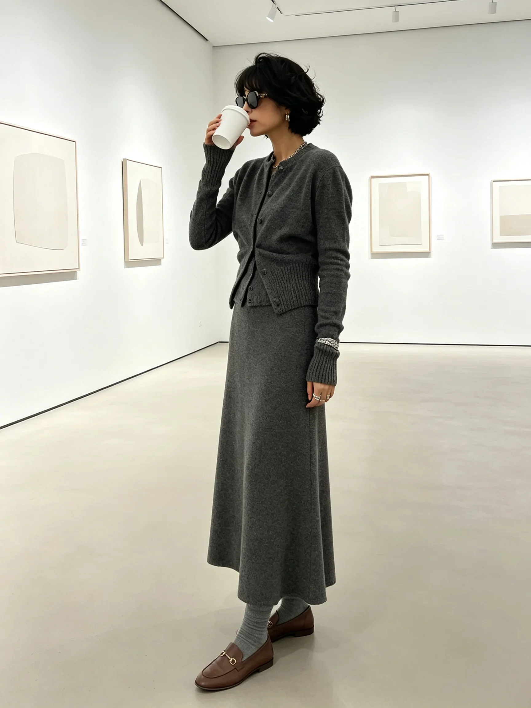 Women's Three Piece Autumn/winter Fashionable Sleeveless Vest Cardigan and Skirt Set Suitable for Daily Office Wear
