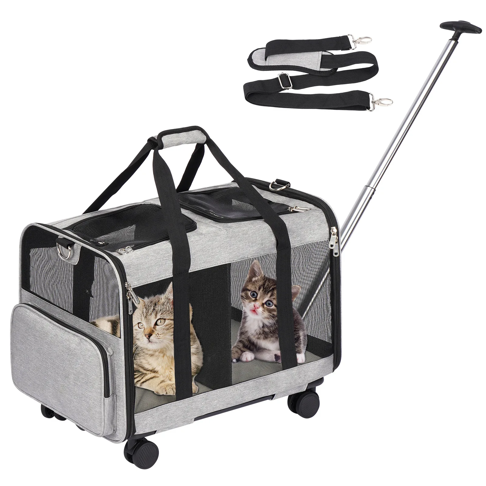 

Cat Dog Carrier Portable Pet Trolley With Removable Wheels And Telescopic Handle Dog Carrier Bag Outdoor Travel Transport Bag