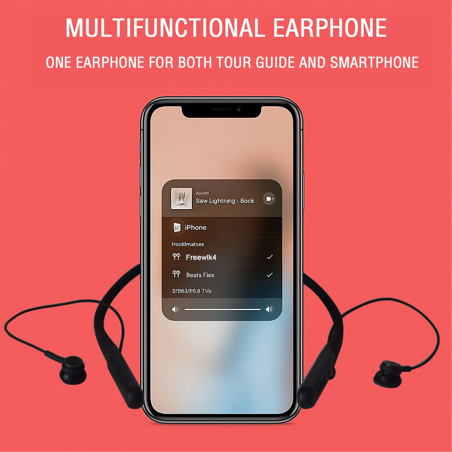 ワイヤレスイヤホン 磁気イヤホン Bluetooth 内蔵マイク - ブラック