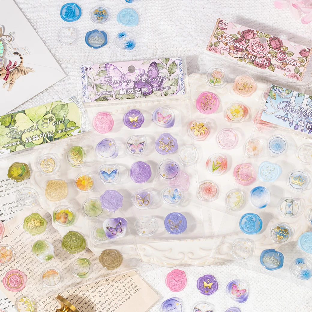 1 Blatt klassisches Blumenwachssiegel-Epoxid-Aufkleberpaket für DIY-Handwerk, Scrapbook-Material, Geburtstagsgeschenk, Lehrbelohnung