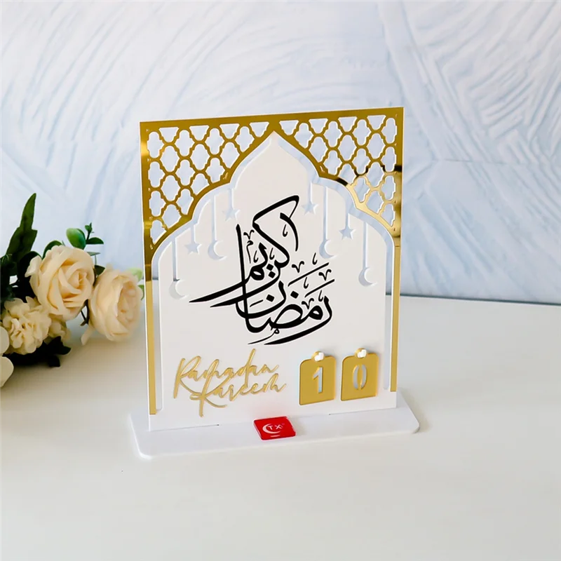 アクリル ラマダン カウントダウン カレンダー ラマダンの日 アドベントカレンダー イード ムバラク カウントダウン デスク カレンダー、使いやすい ブラック