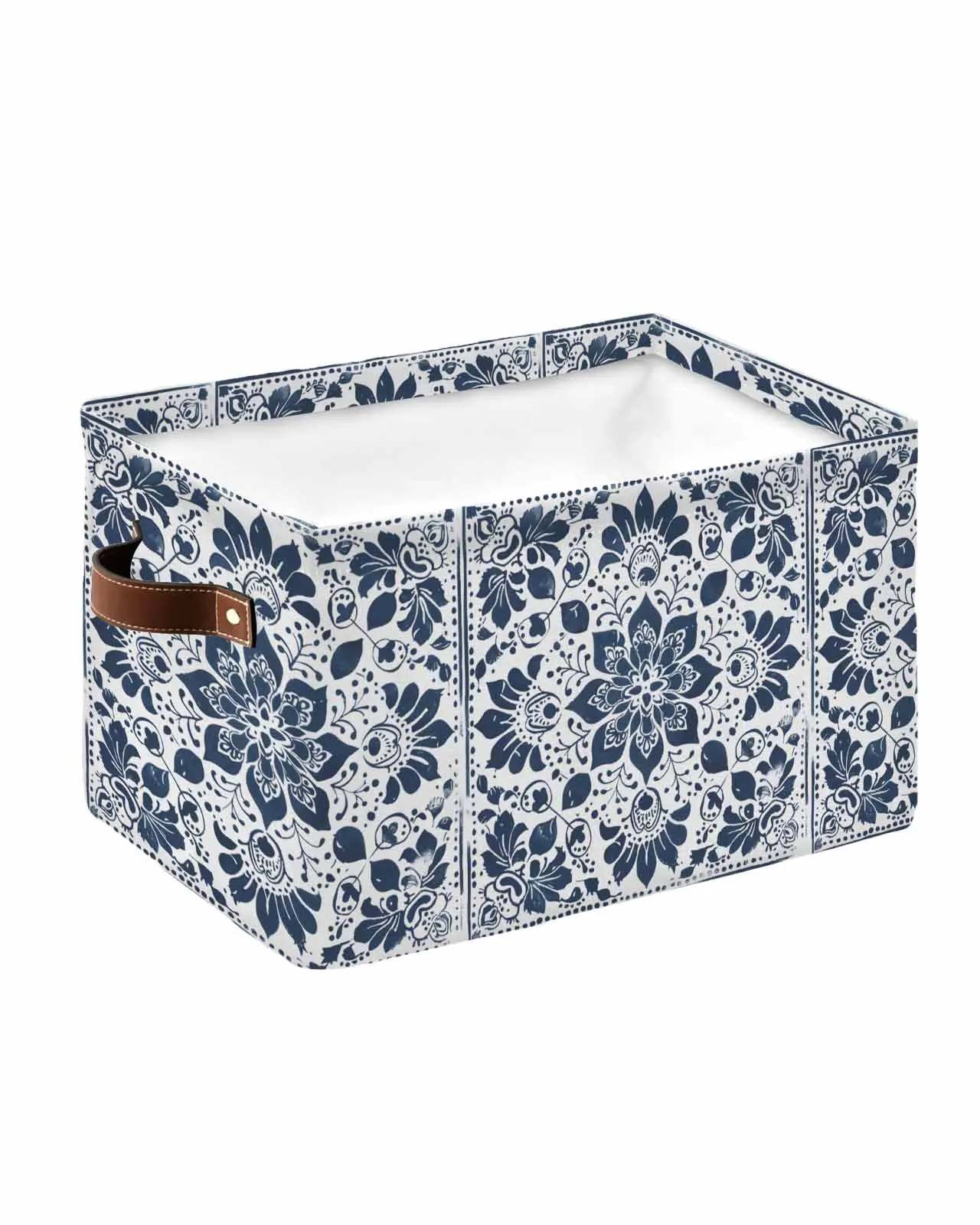 Leaf Flower Pattern Mandala Basket Clothes Folding Storage Box For Nursery Underwear Toy Organizer Laundry Basket With Handle